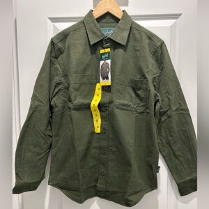 NWT WOOLRICH Chamois Men's Size Small Green 100% Cotton Long Sleeve Shirt